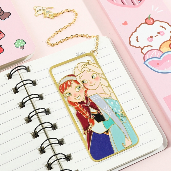 🆕 Frozen Elsa Anna Metal Bookmark Book Chain Gold - Picture 2 of 4